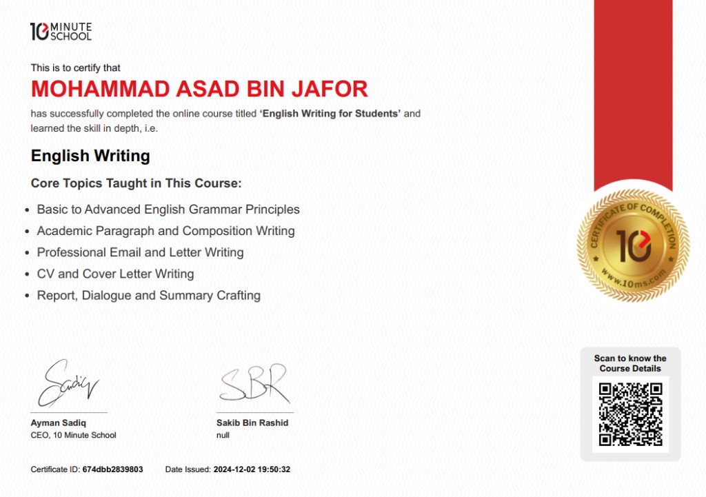 Mohammad Asad Bin Jafor | Full Stack Web Developer & CSE Student