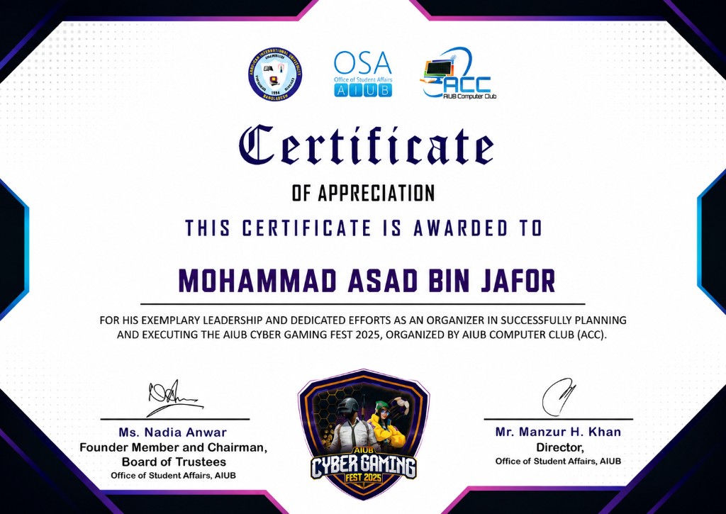 Mohammad Asad Bin Jafor | Full Stack Web Developer & CSE Student